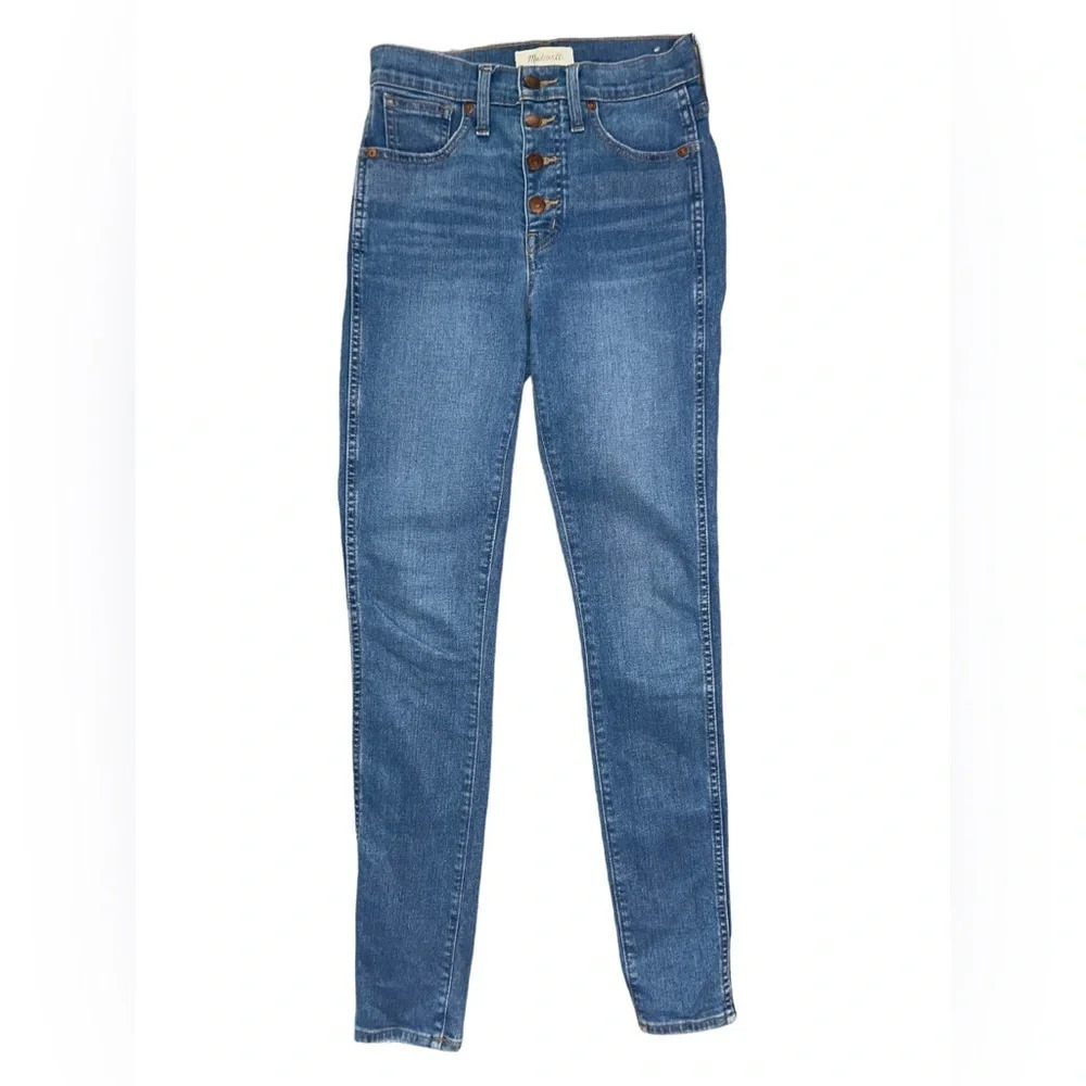 Madewell 10” High Rise Skinny Jeans Button Fly Medium Wash Blue Size 25T Tall